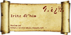 Iritz Áhim névjegykártya